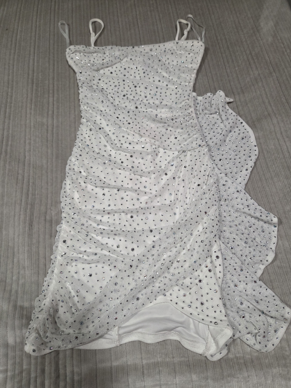 Jess Side Ruffle Rhinestone Bodycon Party Dress